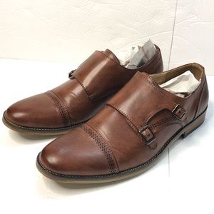 UV Signature Shoes Mens Size 10.5 Monk Strap Brown Leather Dress Shoes
